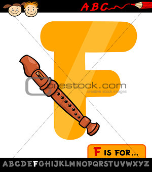 letter f with flute cartoon illustration