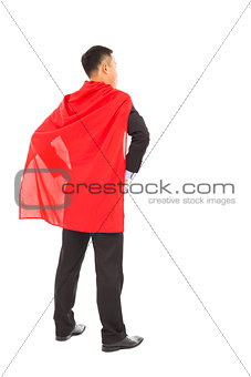 back view businessman with super hero red shaw