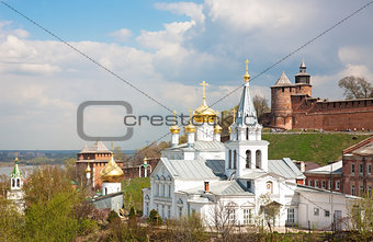 Spring May view Church of Elijah Prophet and Kremlin Nizhny Novg