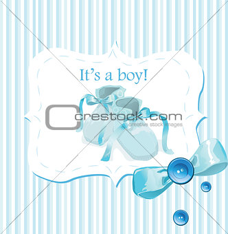 Blue baby shoes invitation card