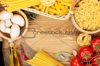 Pasta, tomatoes, mushrooms and spices