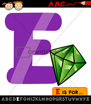 letter e with emerald cartoon illustration