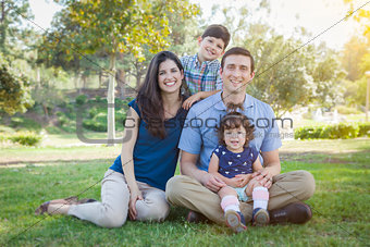 Attractive Young Mixed Race Family Outdoor Park Portrait