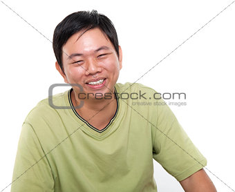 Asian male laughing