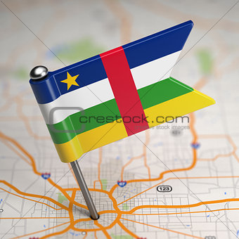 Central African Republic Small Flag on a Map.