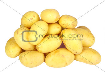 Heap of yellow raw potatos