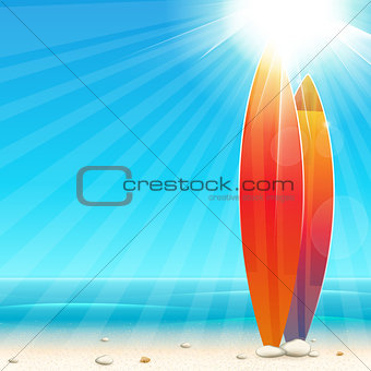 Holidays background with surfboard, easy all editable