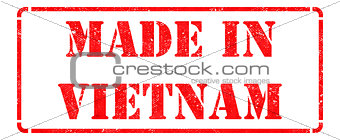 Made in Vietnam - inscription on Red Rubber Stamp.
