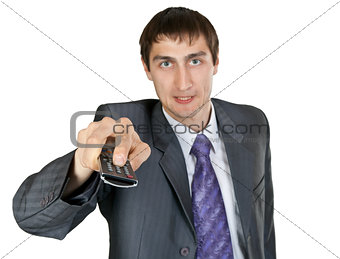 businessman with Remote control
