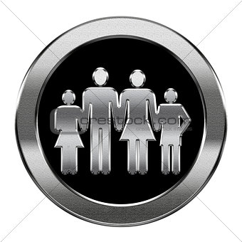 family icon silver, isolated on white background.