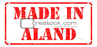 Made in Aland - inscription on Red Rubber Stamp.