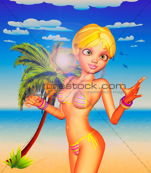 Blond Girl on Beach