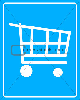 white shopping cart icon to the wheels
