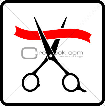 cutting scissors and red tape