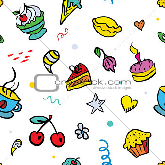 Vector seamless background with sweets