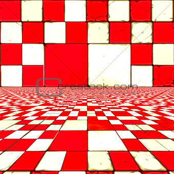 Distorted red checkers