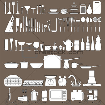 Kitchen tool icons collection