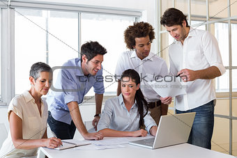 Attractive business people working in the office
