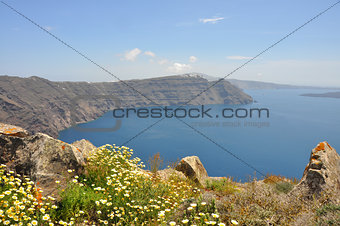 crater view on santorini island, greece