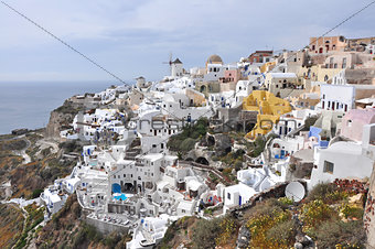 village of oia on greek santorini island, greece