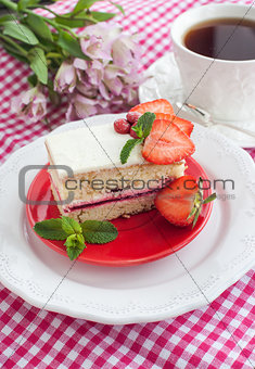 Piece of  strawberry cake