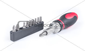 screwdriver with nozzles on a white background