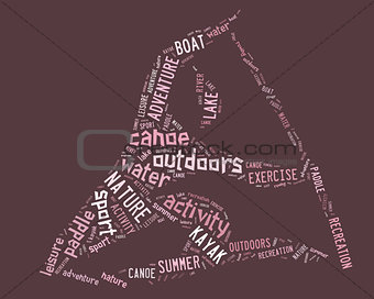 canoe pictogram with pink wordings