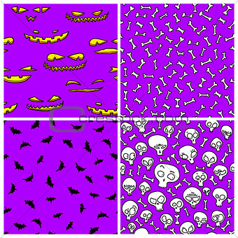 Set of Halloween seamless patterns