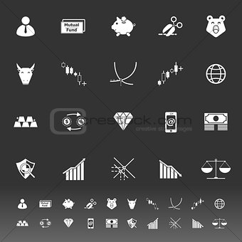 Stock market icons on gray background
