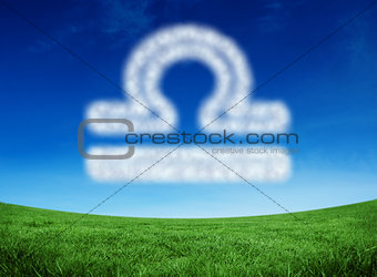 Composite image of cloud in shape of libra star sign
