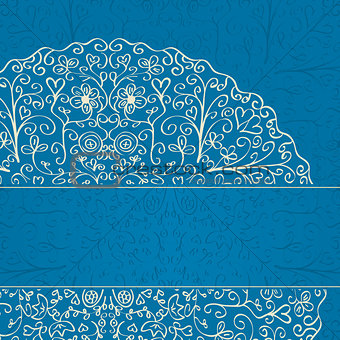 Blue Background with Half Mandala Ornament in the Corner