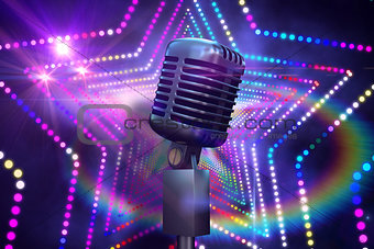 Composite image of retro chrome microphone