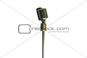 Digitally generated retro microphone on stand