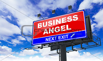 Business Angel on Red Billboard.