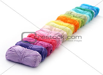 Colorful threads on the table