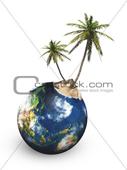 tropical island on the globus