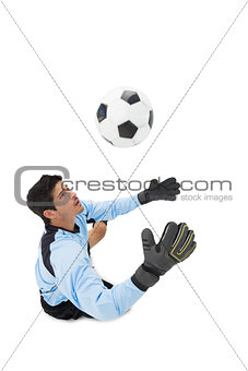 High angle view of goal keeper in action