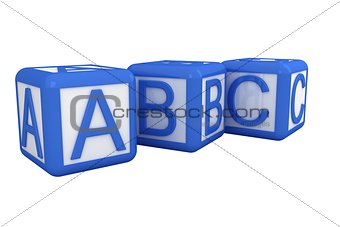 Blue and white alphabet blocks