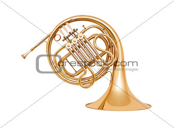 Golden french horn in soft light