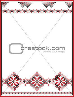 Embroidery abstract template frame for your design in folk style
