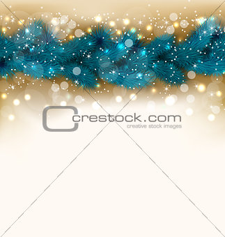 Christmas shimmering background with fir twigs, copy space for y