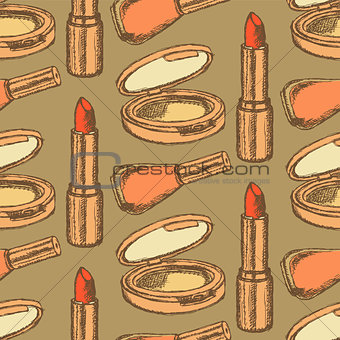 Sketch beauty equipment in vintage style