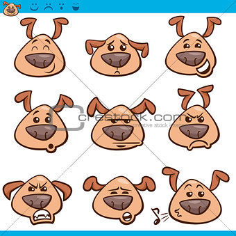 dog emoticons cartoon illustration set