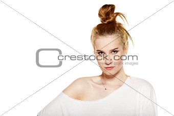 Portrait of a young woman. Magnetic look