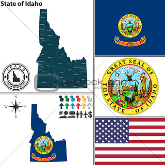 Map of state Idaho, USA
