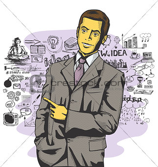 Vector Business Man Show Something With Finger