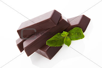 Mint chocolate bar isolated.