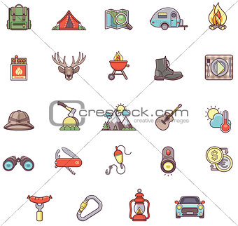 Camping  icon set