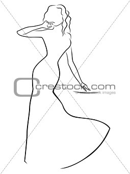 Abstract woman in a long dress