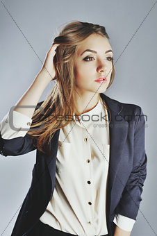 Portrait of young caucasian woman.